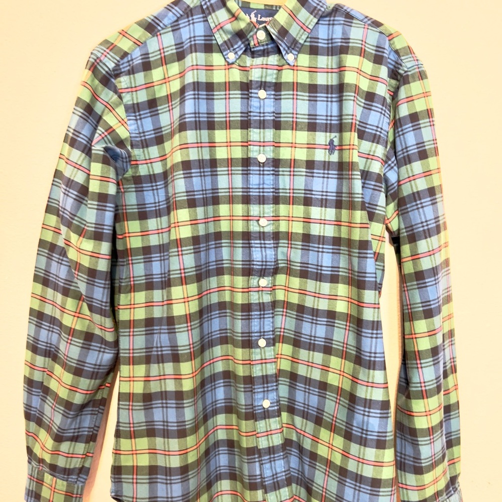 Ralph Lauren Blue and Green Casual Button Down Shirt - Picture 1 of 6